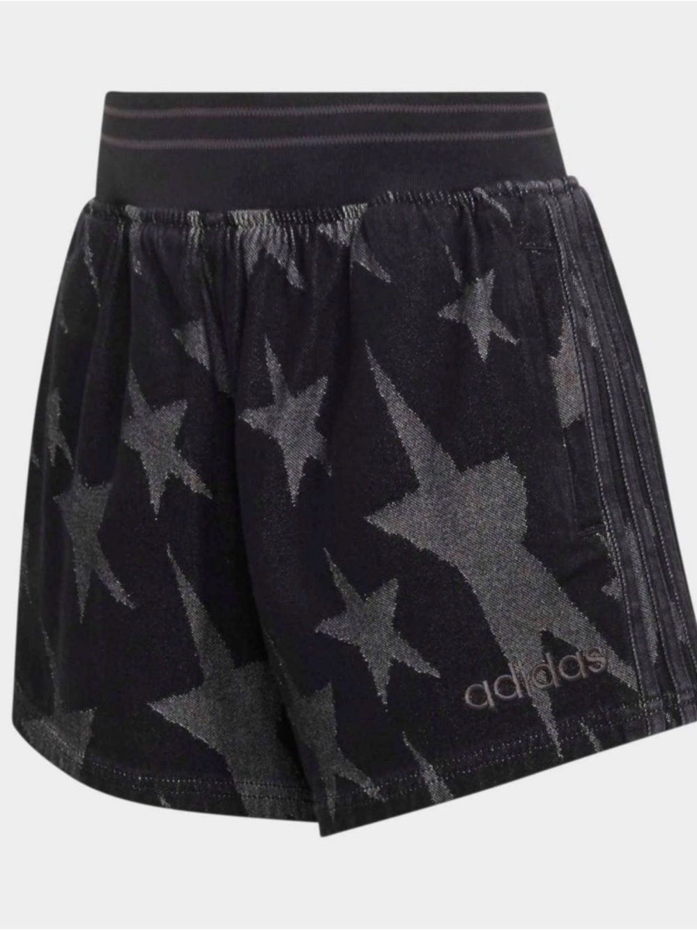 adidas Women's Black Star Print Denim Shorts